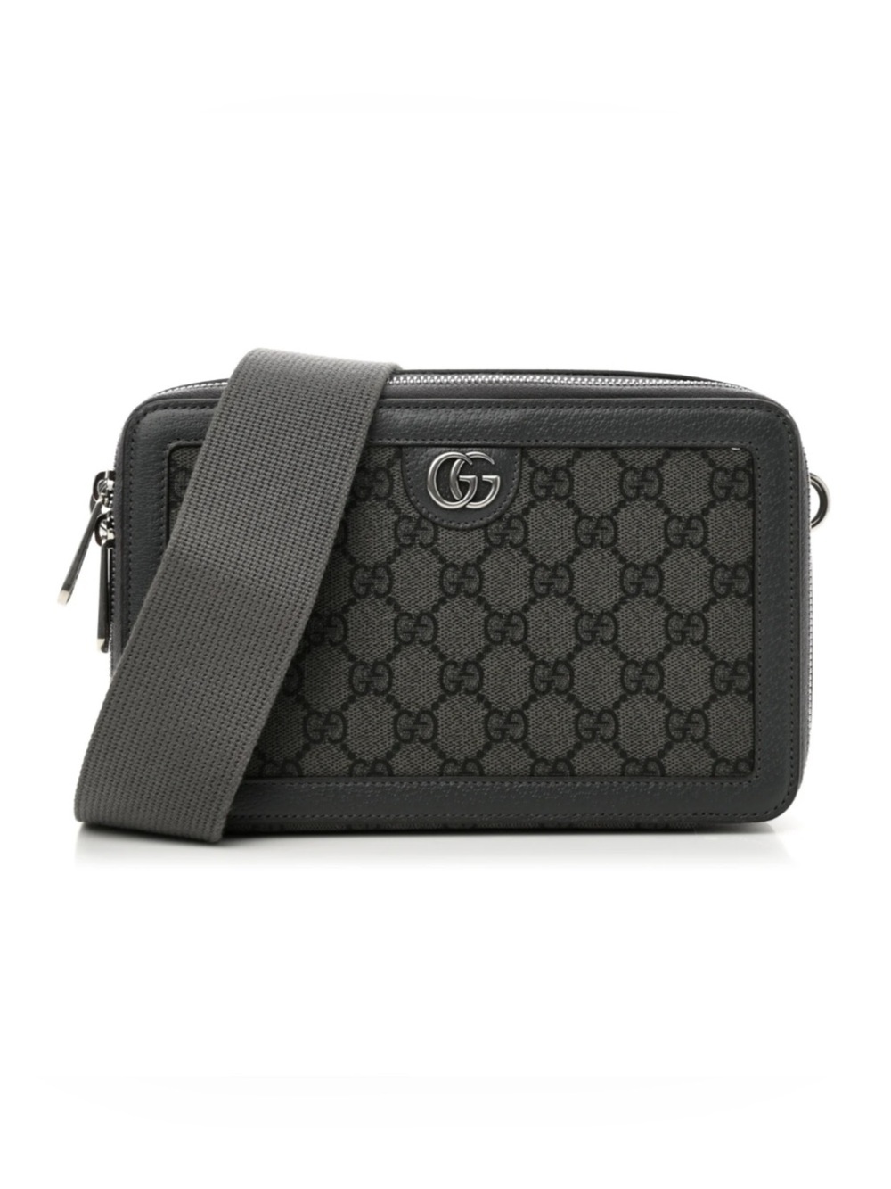 Gucci GG Supreme shoulder Bag crafted in gray and black canvas made Italy
